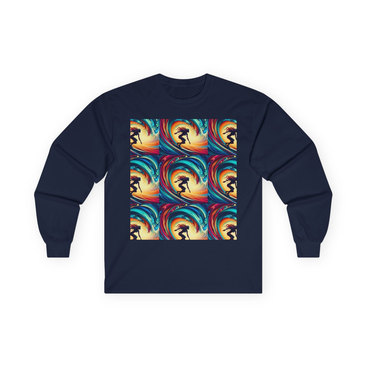 Surf Vibes Unisex Long Sleeve Tee - Colorful Wave Design