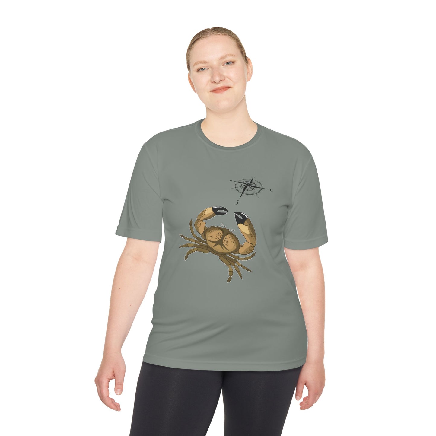 Coastal Adventure Unisex Moisture Wicking Tee - Crab & Fish Design