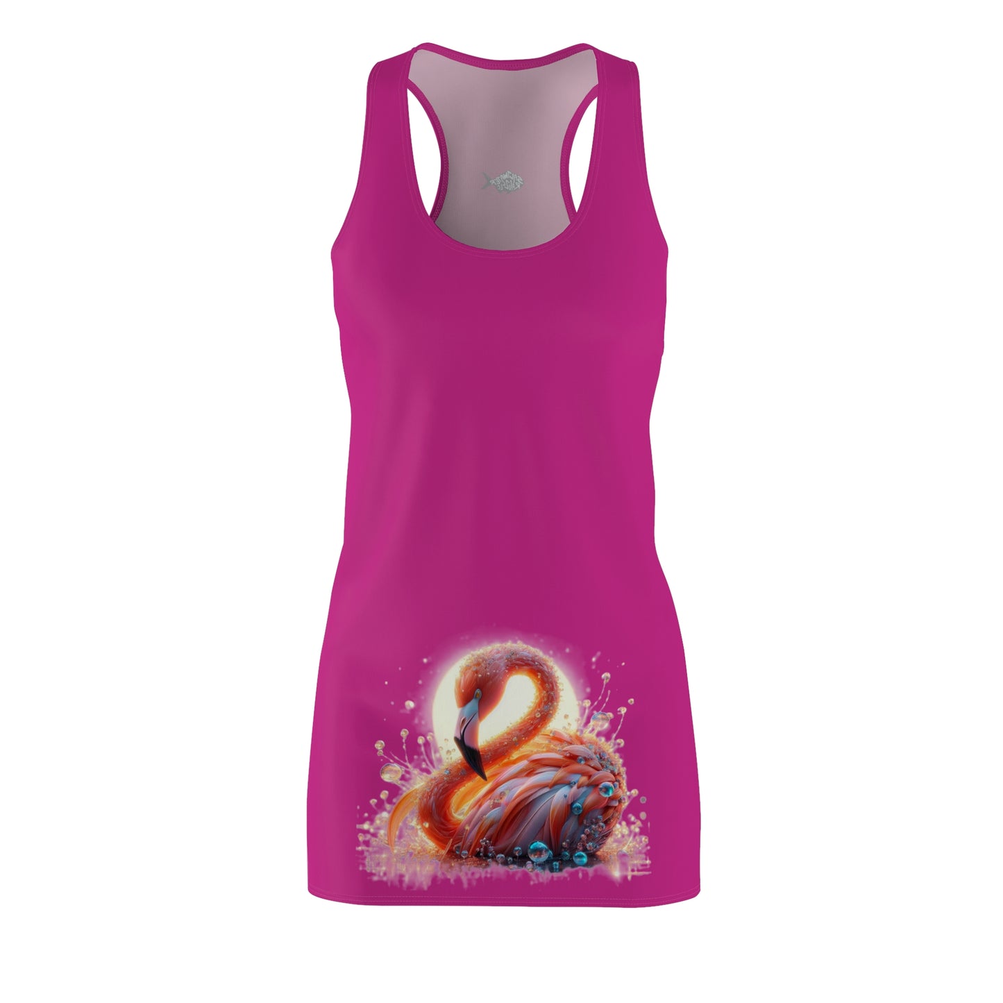Whimsical Flamingo Design Racerback Dress for Women - Perfect for Beach Days & Summer Celebrations