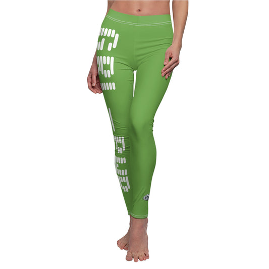Stylish Women's Casual Leggings with Abstract Green Design