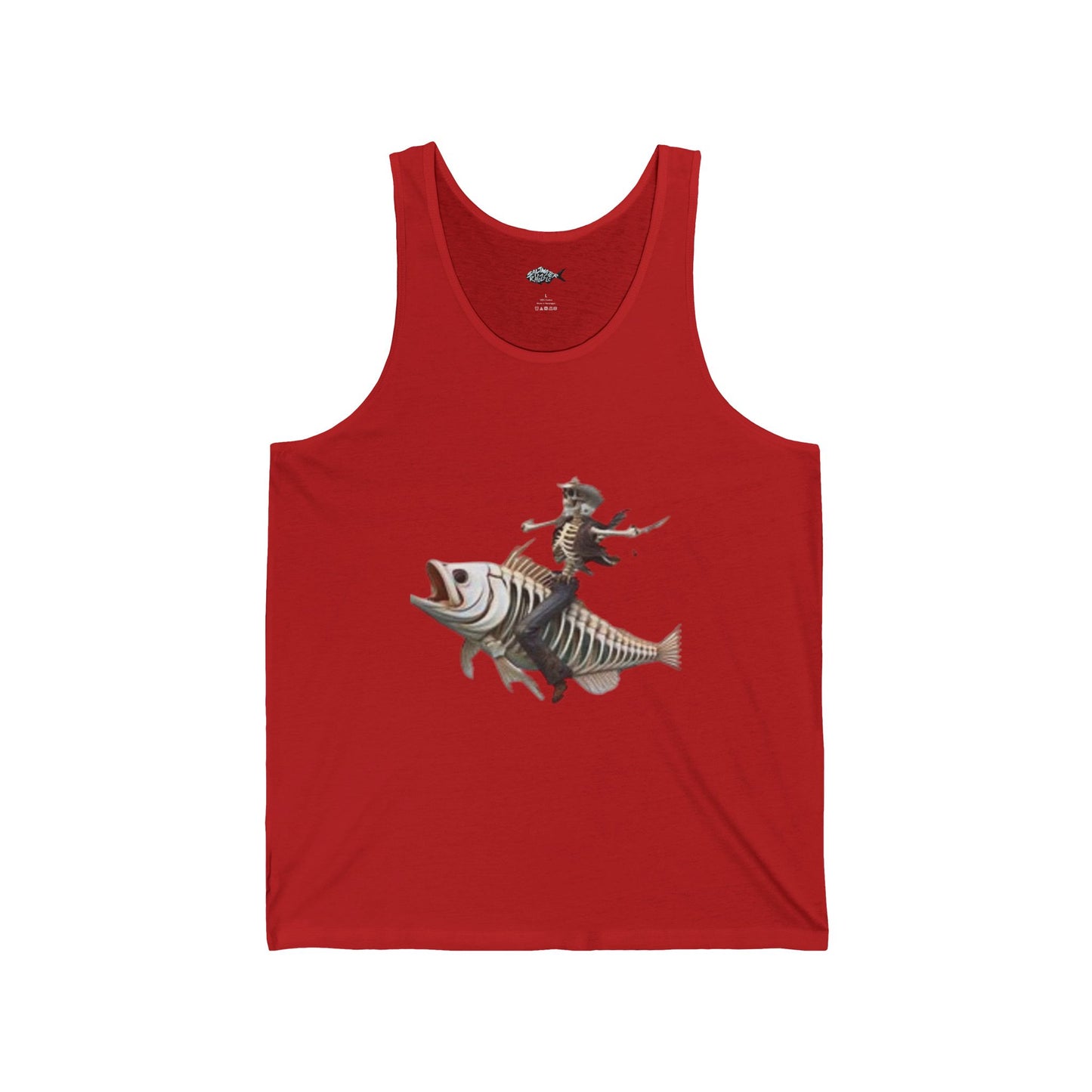 Skeleton Fish Rider Unisex Jersey Tank - Perfect for Beach and Summer Vibes
