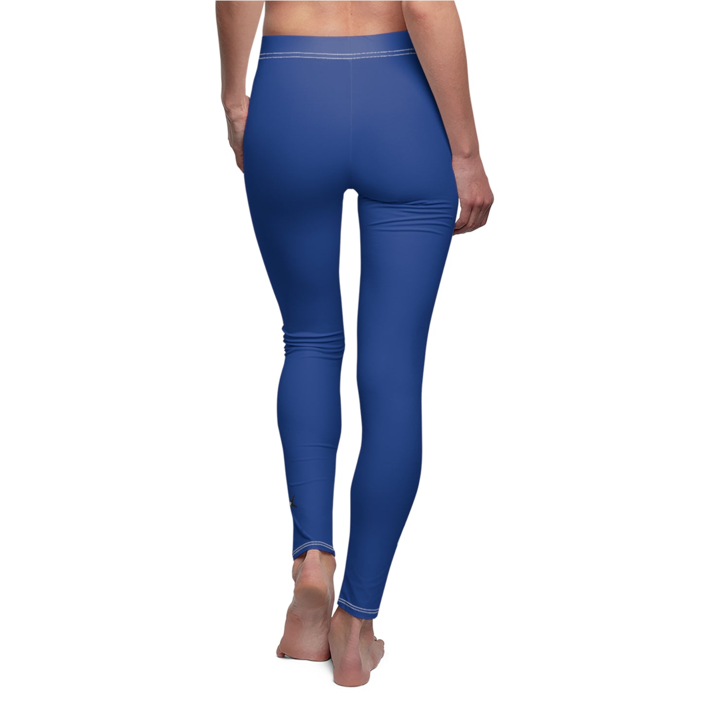 Stylish Women's Casual Leggings with Abstract Dark Blue Design