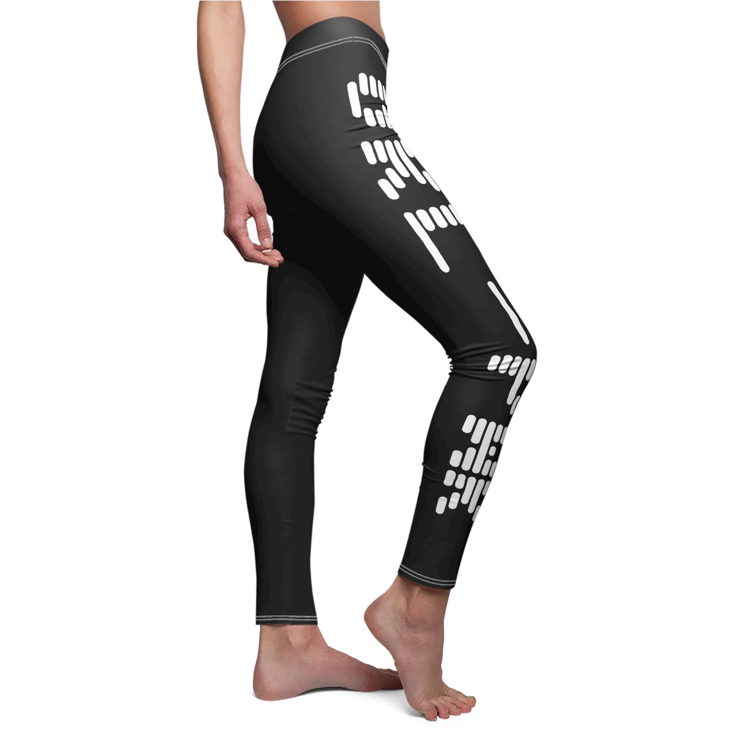 Stylish Women's Casual Leggings with Abstract Black Design