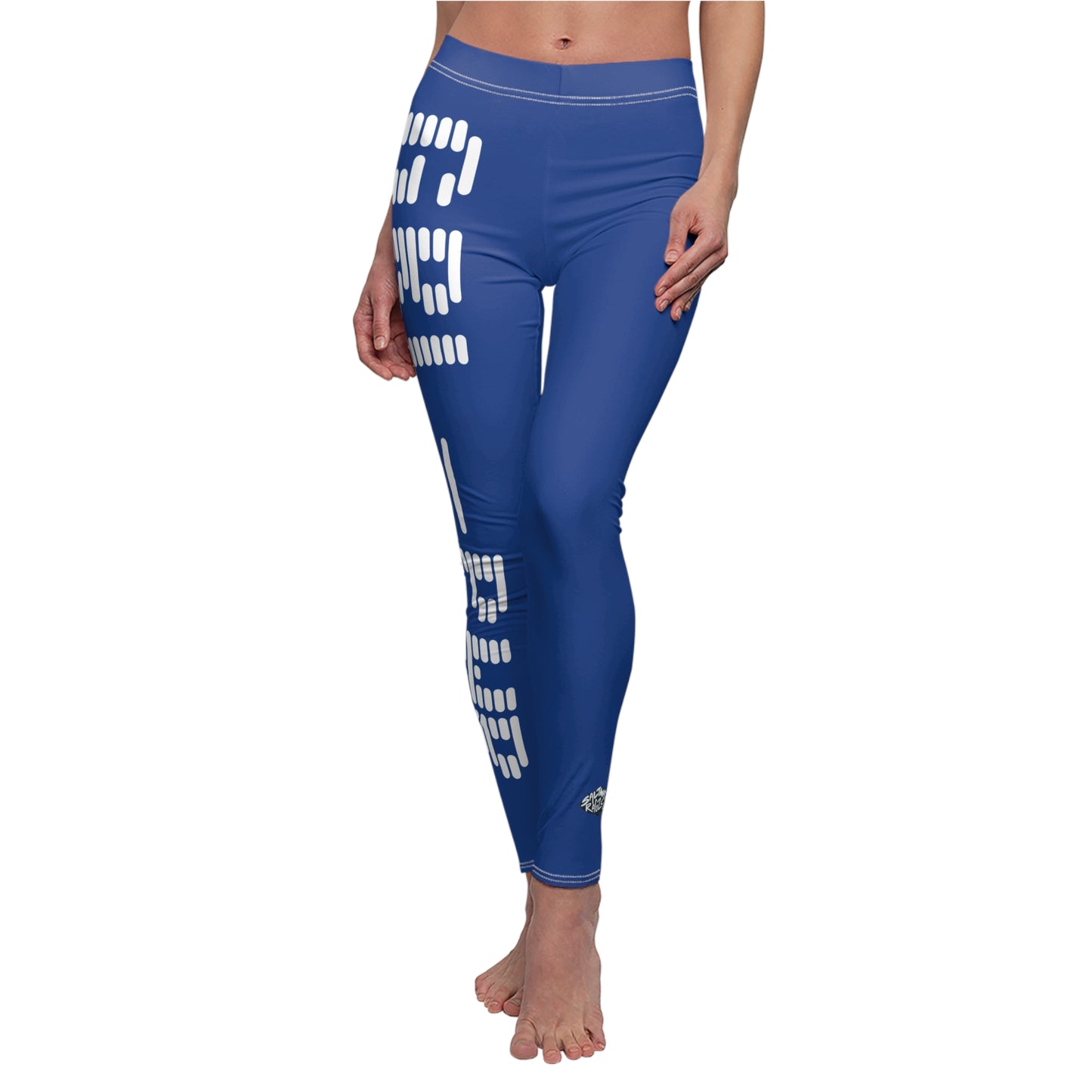 Stylish Women's Casual Leggings with Abstract Dark Blue Design