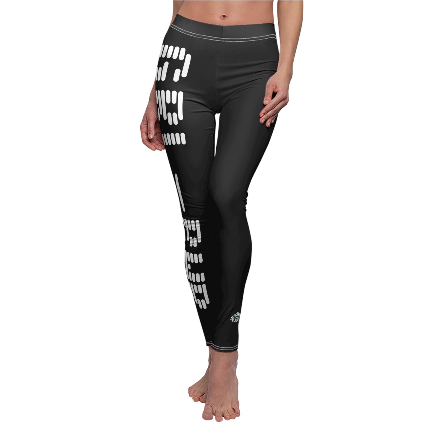 Stylish Women's Casual Leggings with Abstract Black Design