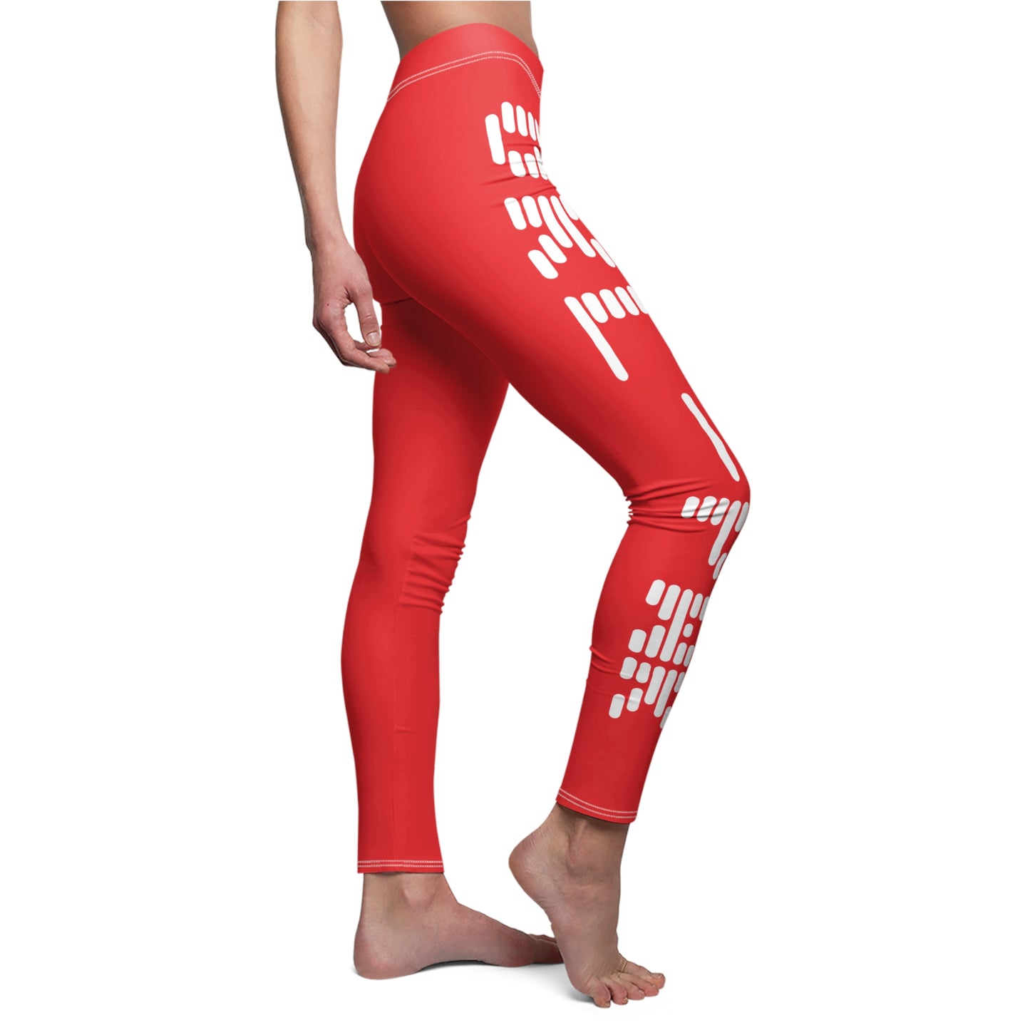 Stylish Women's Casual Leggings with Abstract Red Design