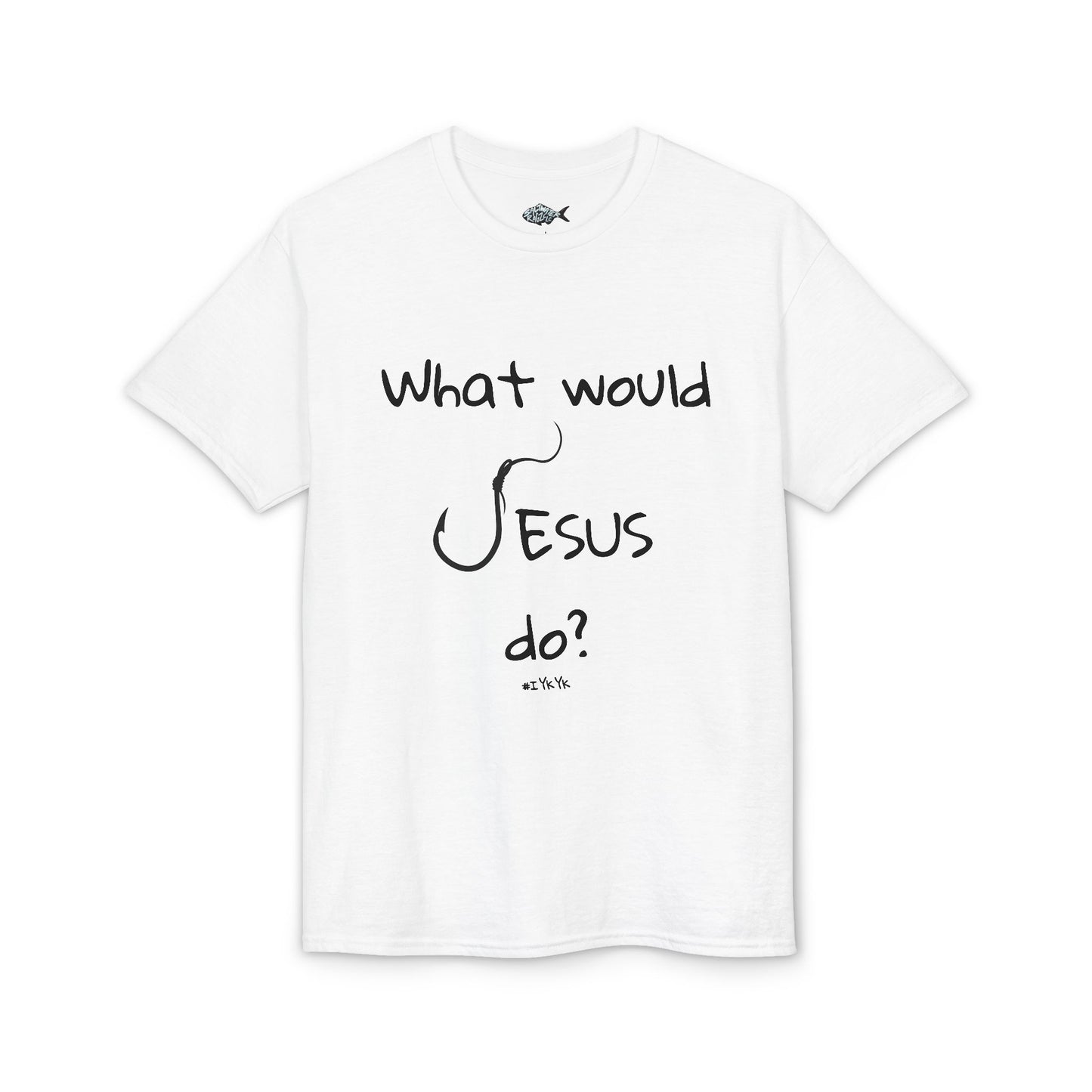 What Would Jesus Do? Christian T-Shirt — Faith Cross Back Design