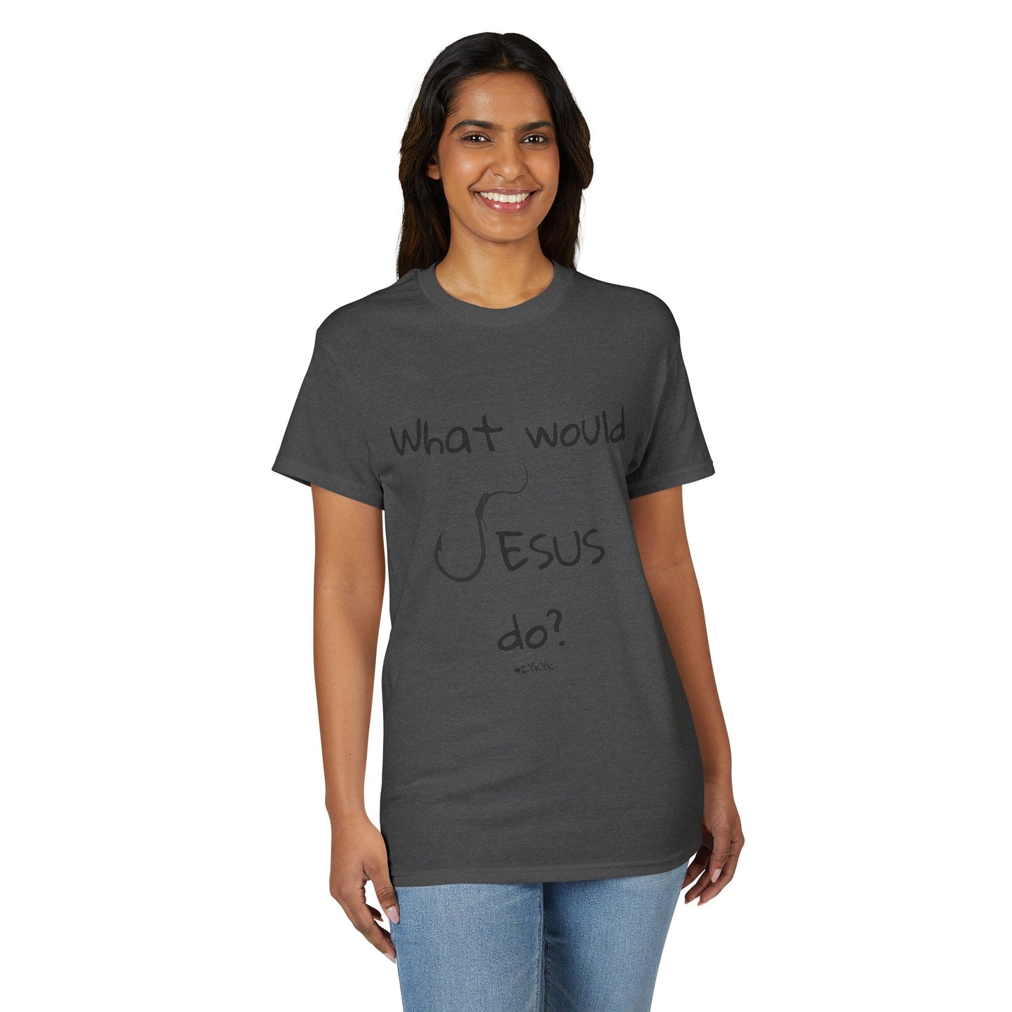 What Would Jesus Do? Christian T-Shirt — Faith Cross Back Design