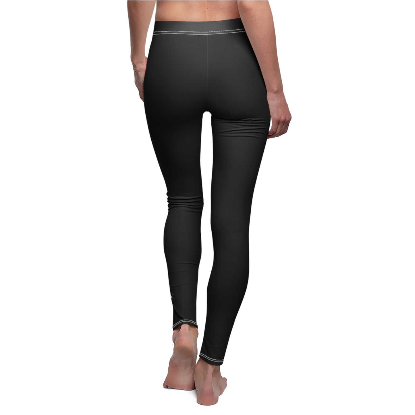 Stylish Women's Casual Leggings with Abstract Black Design