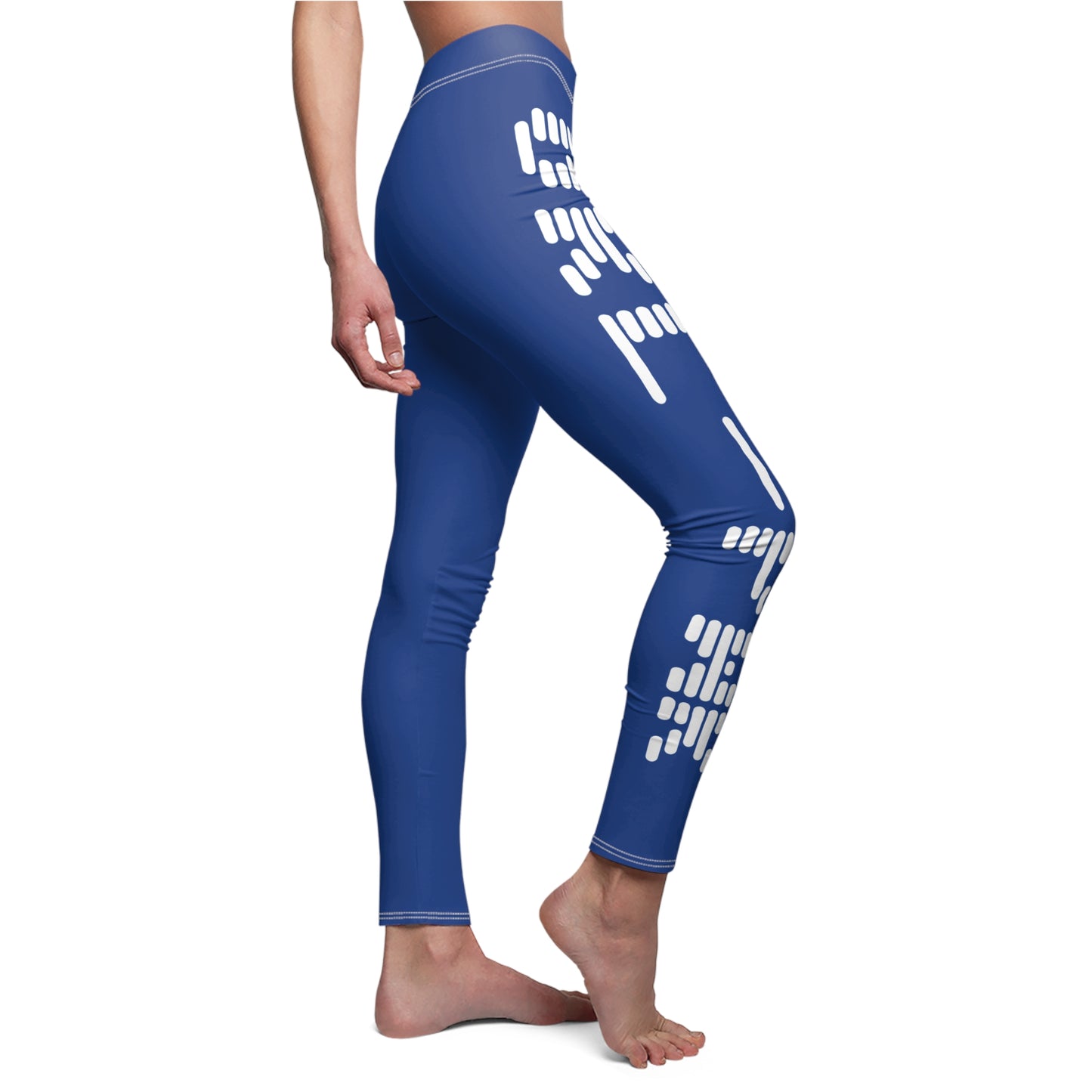 Stylish Women's Casual Leggings with Abstract Dark Blue Design