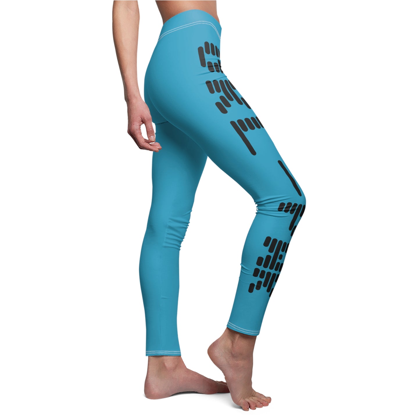 Stylish Women's Casual Leggings with Abstract Turquoise Design