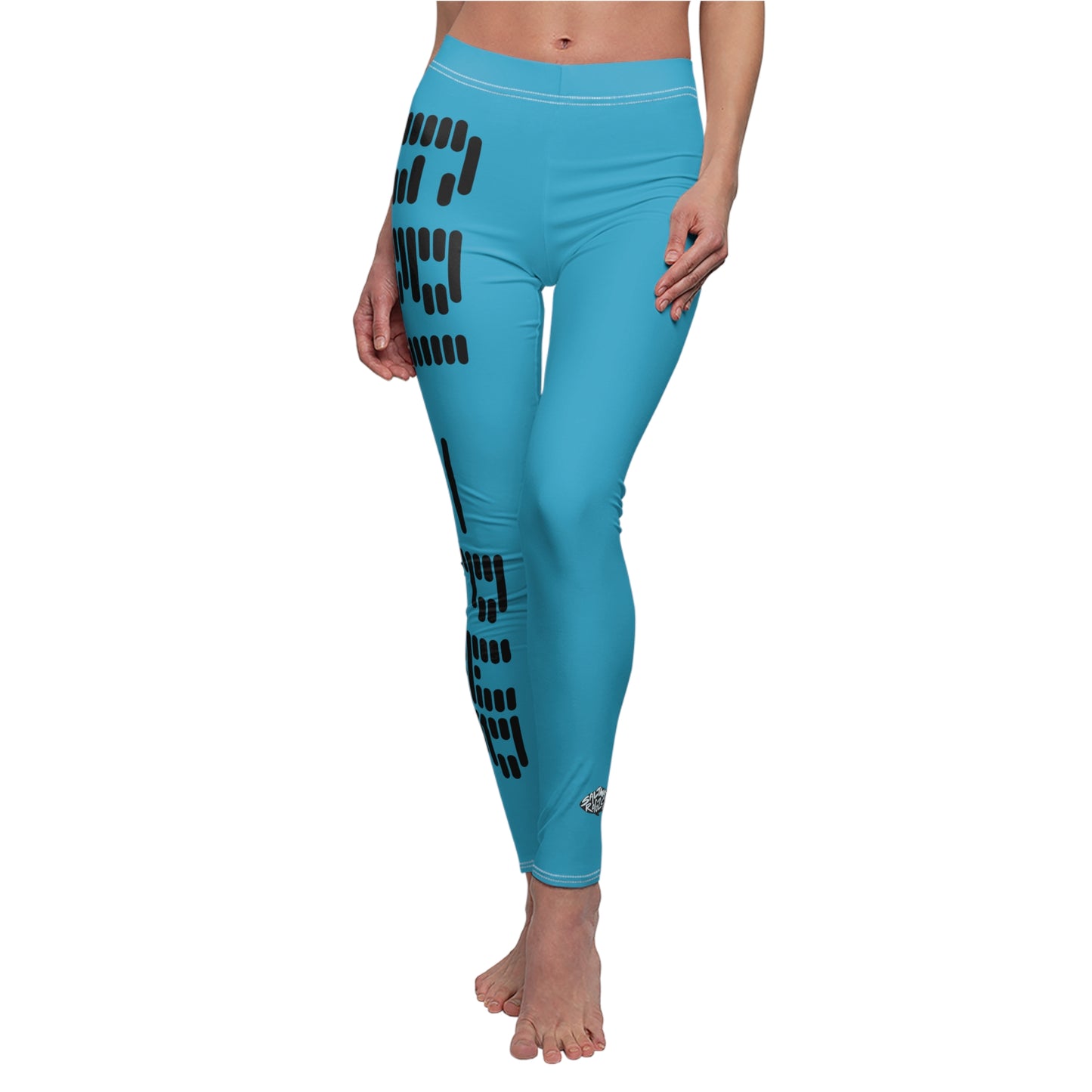 Stylish Women's Casual Leggings with Abstract Turquoise Design